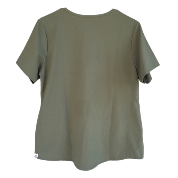 WonderWink Renew Women's Size M Modern Fit Scrub Top Olive Green Stretch Pockets - Picture 2 of 8